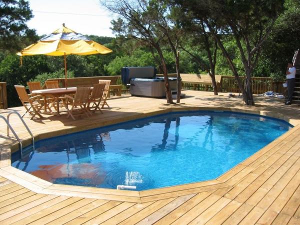 above ground pool deck ideas on a budget